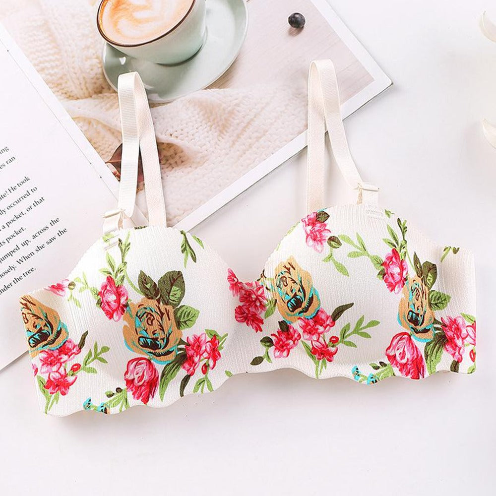 Floral Pattern Padded Comfortable Bra for Women