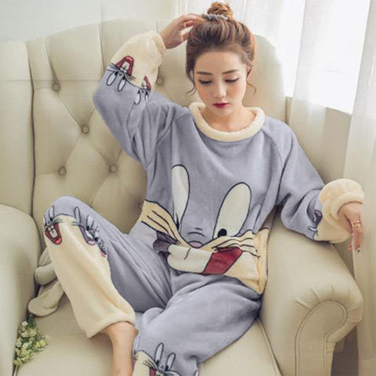 Home Winter Fashion Comfy Printed Pajama for Ladies