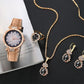 Premium Style 5 Pcs Jewlery Watch Set for Ladies