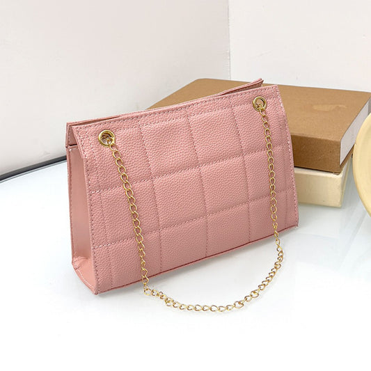 Leather Solid Chained Hand Shoulder Crossbody Bag for Women