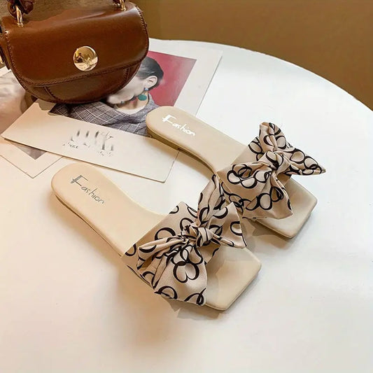 Beach Toe Sandals Bow Square Sandals for Women