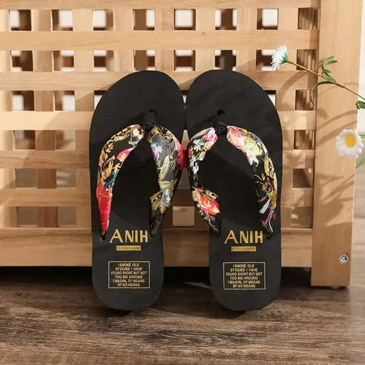 Thick Sole Flip Flops Floral Fashion Slippers for Women