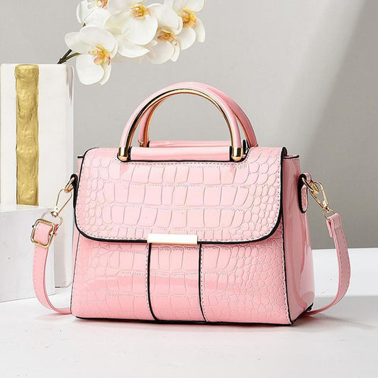 Crocodile Pattern Solid Hand Shoulder Bag for Women