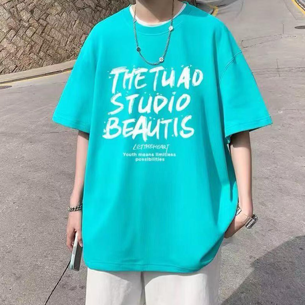 Text printed Oversized Casual T-shirt for Women