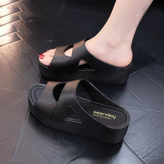 Chunky Slip-On Casual PVC Solid Sandals for Women