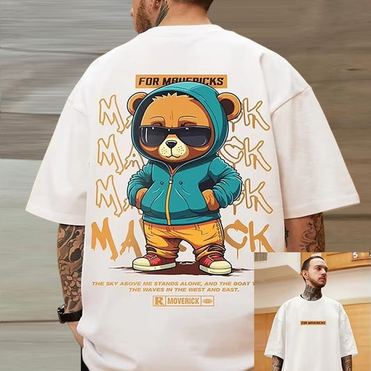 Round Neck Graphics Printed Oversized Fashion T-shirt for Men
