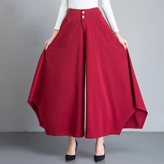 Vintage Oversized Solid Color Button Pants for Women