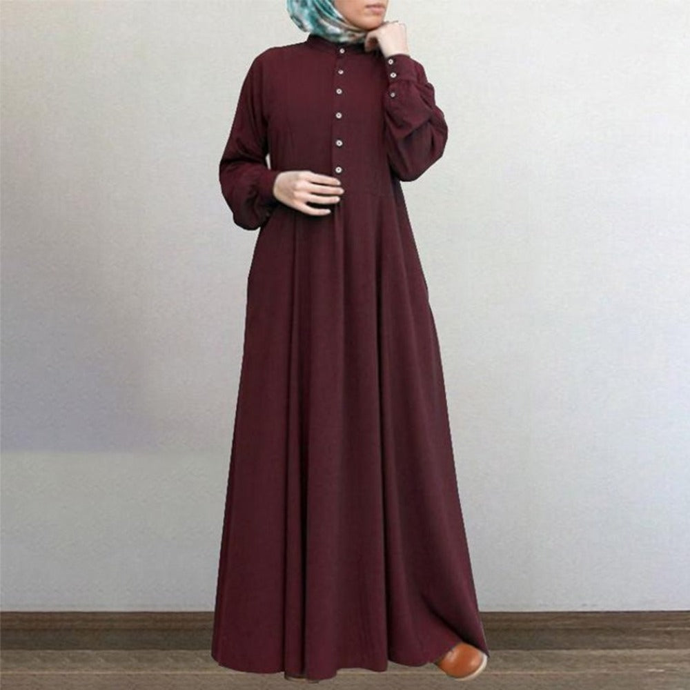 Solid Color Long Fashion Kaftan Abaya for Women