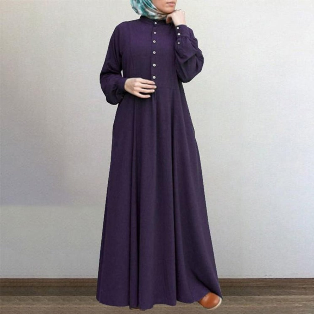 Solid Color Long Fashion Kaftan Abaya for Women