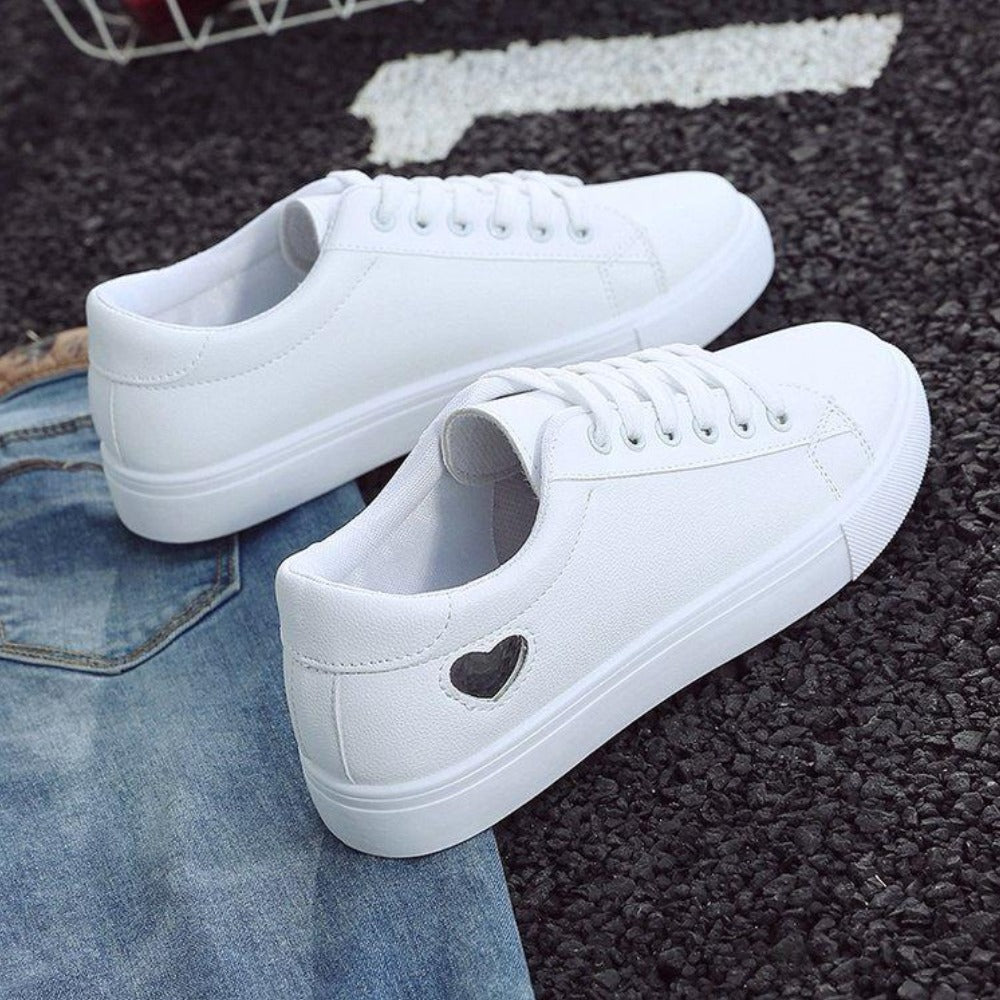 PU Leather Solid Color Casual Canvas Sneakers for Women