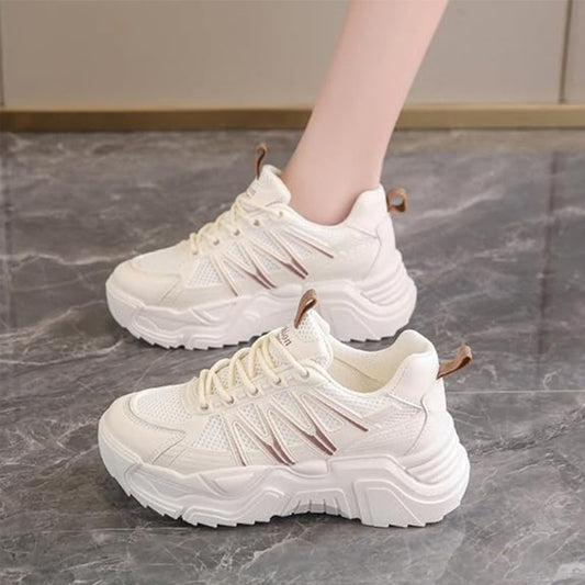Latest Platform Mesh Lace Up Casual Wedge Shoes for Women