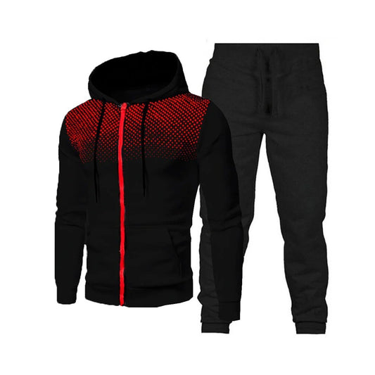 Color Blocking Pattern Hooded Tracksuit set for Men