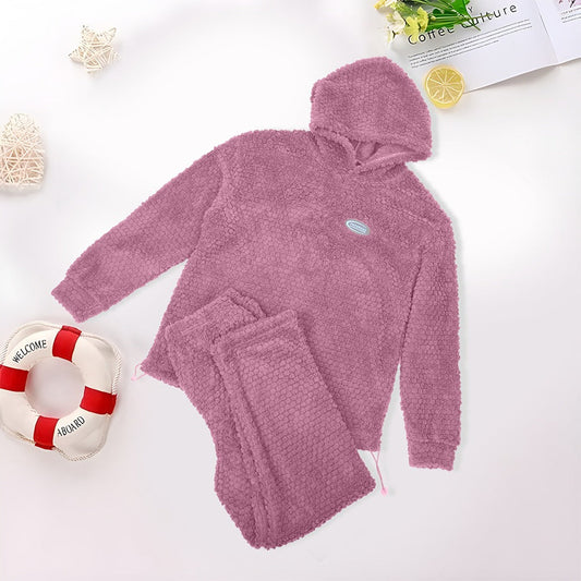 Solid Fur Fashion Hoodies & Pants for Women