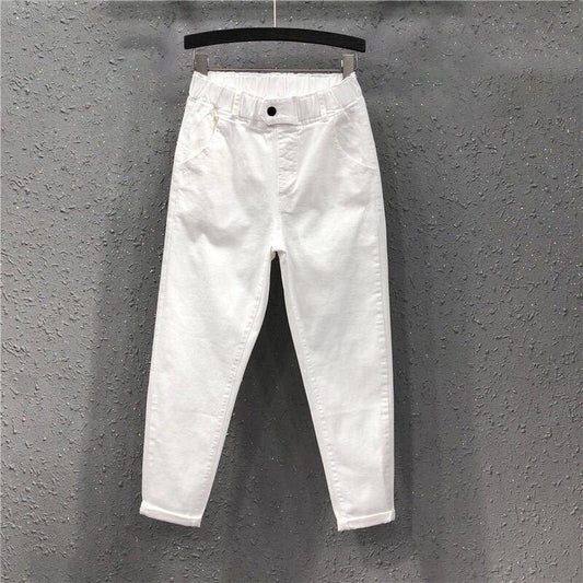 Elastic Waist Wide Leg Solid Harem Pants for Women