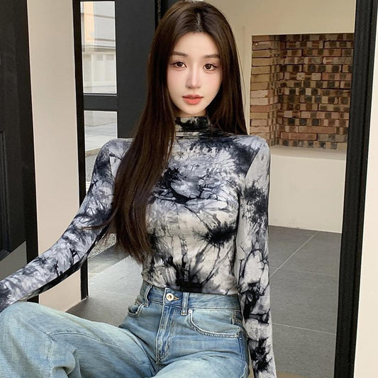 Korean Printed Fashion Aesthetic Full Sleeve T-shirt for Women