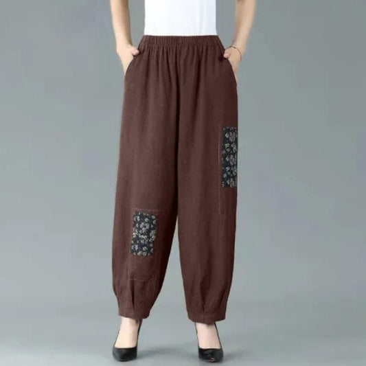Vintage Ethnic Fashion Elastic Waist Baggy Harem Pants for Women