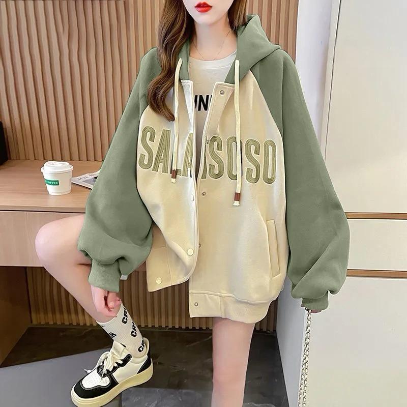 Long Sleeve Color Block Fashion Oversized Hoodies for Women