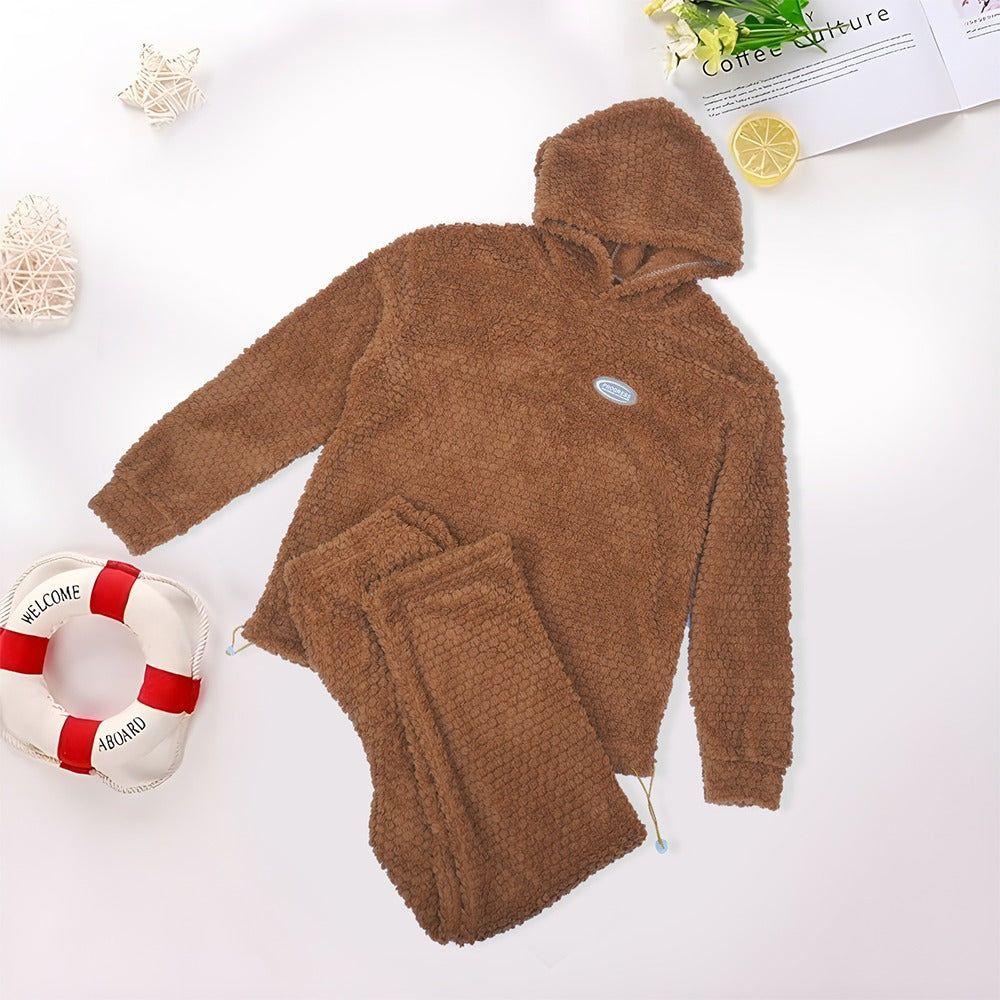 Solid Fur Fashion Hoodies & Pants for Women