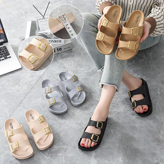 Solid Double Buckle EVA Sandals for Women