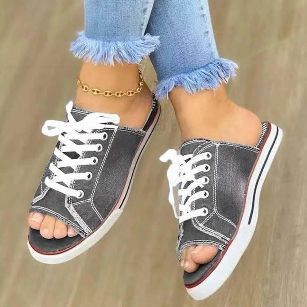 Peep Toe Denim Fashion Soled Sandals for Women