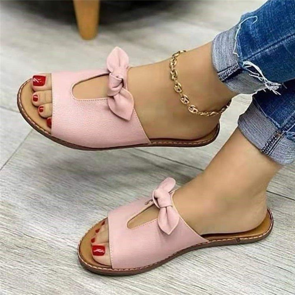 Tie Decor Summer Beach Slipper Sandals for Women