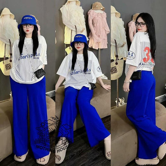 Oversized Round Neck T-shirt & Wide Leg Pant for Women