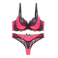 Floral Pattern Padded Lace Fashion Bra & Panty Set for Women