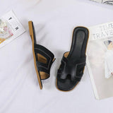 Square H-Shape Solid Fashion Open Toe Sandals for Women