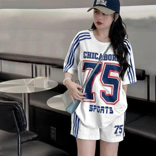 Printed Fashion Sports Fit T-shirt & Shorts for Women