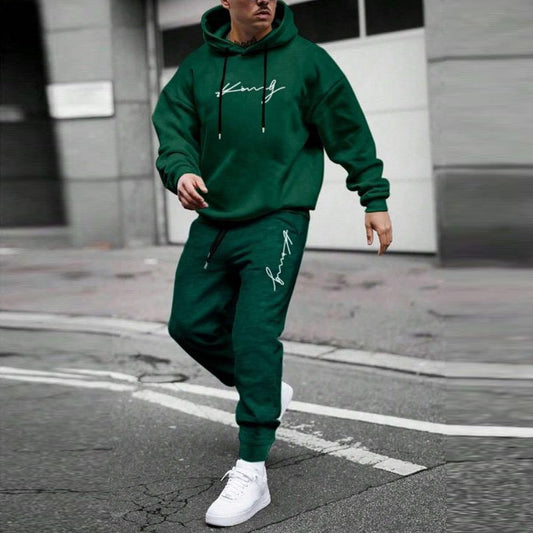 Winter Warm Text Printed Fashion Full Sleeve Hoodies & Pants for Men