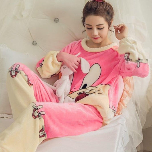 Home Winter Fashion Comfy Printed Pajama for Ladies