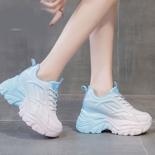 Wedge High Top Lace Up Sneaker Shoes for Women
