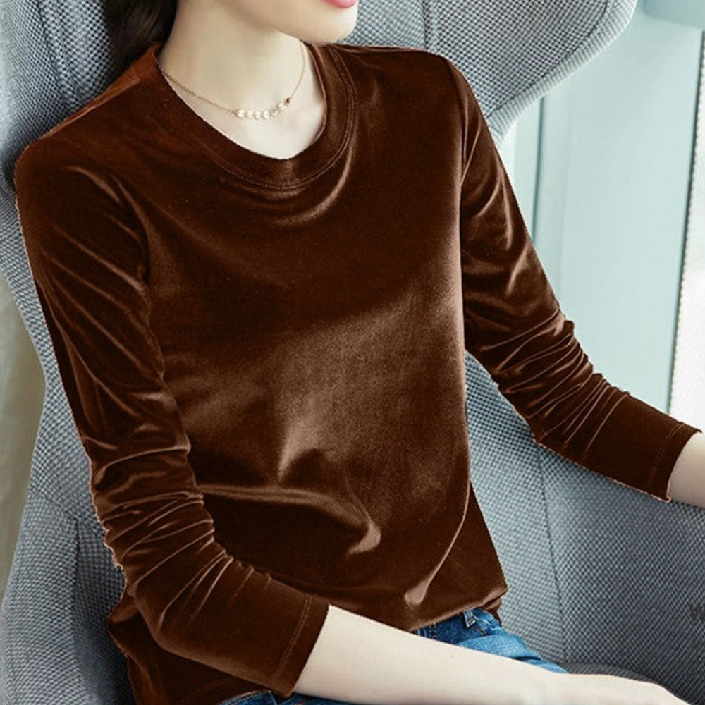 Premium Fashion Full Sleeve Velvet T-shirt for Women