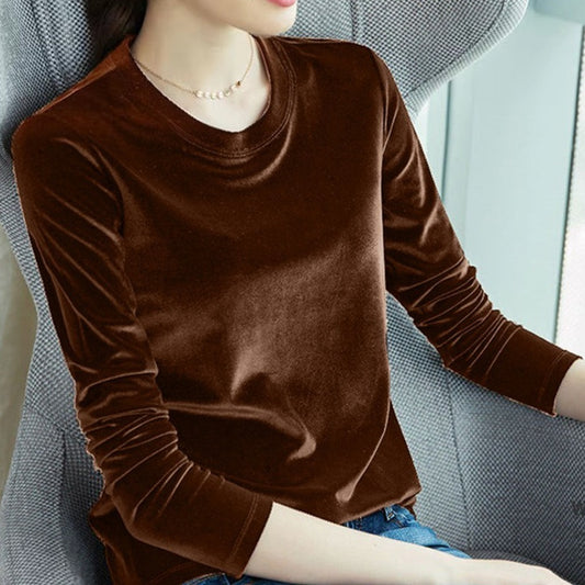 Premium Fashion Full Sleeve Velvet T-shirt for Women