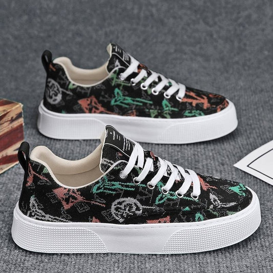 Low Top Breathable Printed Canvas Shoes for Men