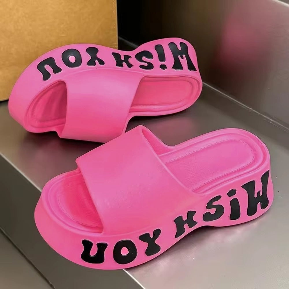 Summer Thick Sole Fashion Letter Printed Sandals for Women