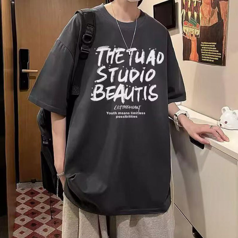 Text printed Oversized Casual T-shirt for Women