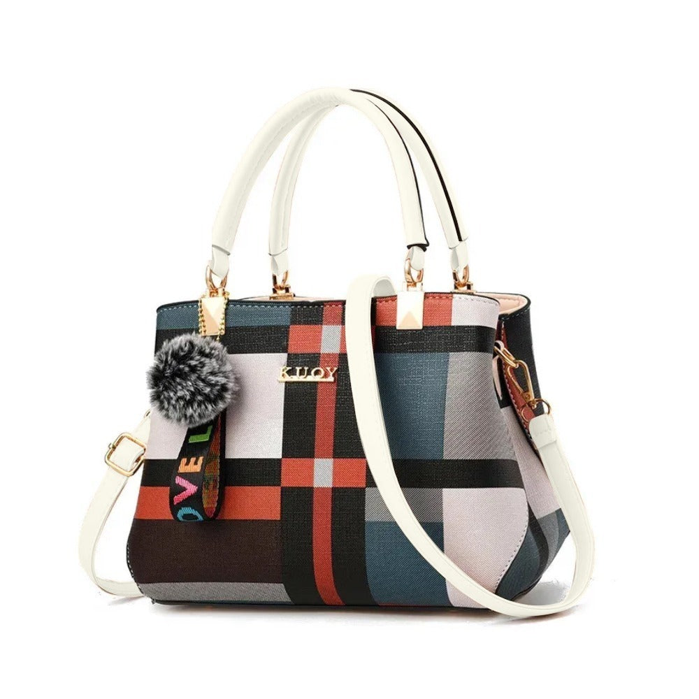 Luxury Plaid Pattern Tote Shoulder Handbag for Women