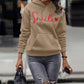 Smile Text Printed Fashion Solid Fashion Hoodies for Women