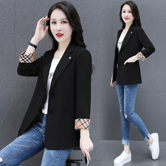 Solid Color Lapel Collar Formal Classic Blazer for Women