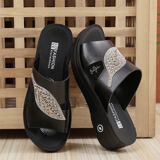 Wedge Fashion Leaves Pattern Sandals for Women