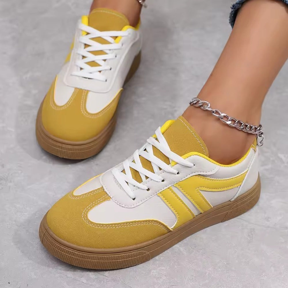 New Fashion Flat Dual Color Synthetic Sneakers for Women