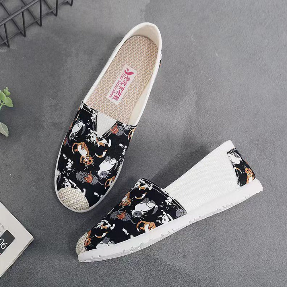 Casual Canvas Printed & Solid Loafer Shoes for Women