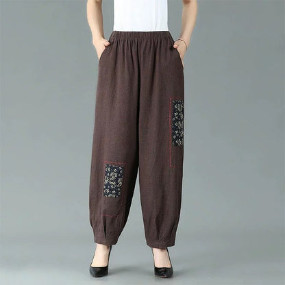 Vintage Ethnic Fashion Elastic Waist Baggy Harem Pants for Women