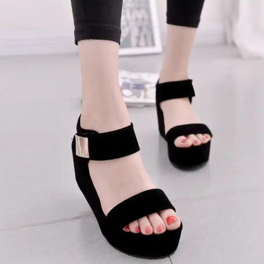 Korean Edition Elastic Band Fashion Solid Color Sandals for Women
