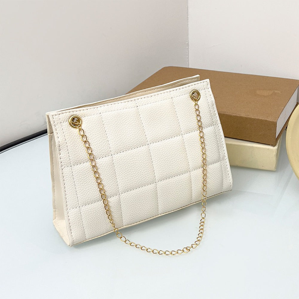 Leather Solid Chained Hand Shoulder Crossbody Bag for Women