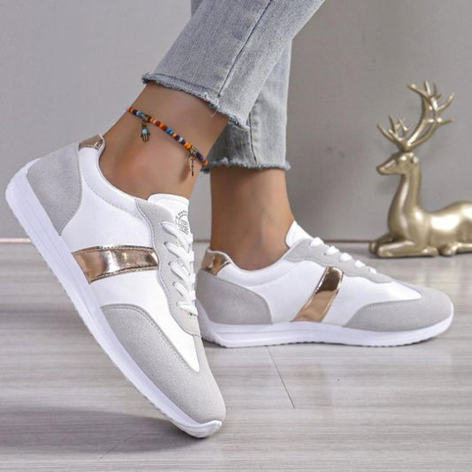 Latest Fashion Dual Color Flat Casual Sneakers for Women