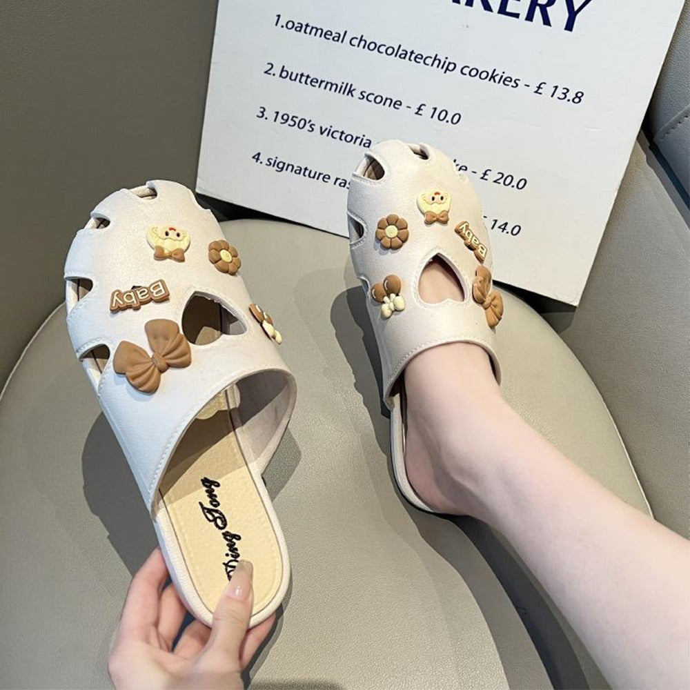 Round Toe PVC Platform Slip-On Sandals for Women