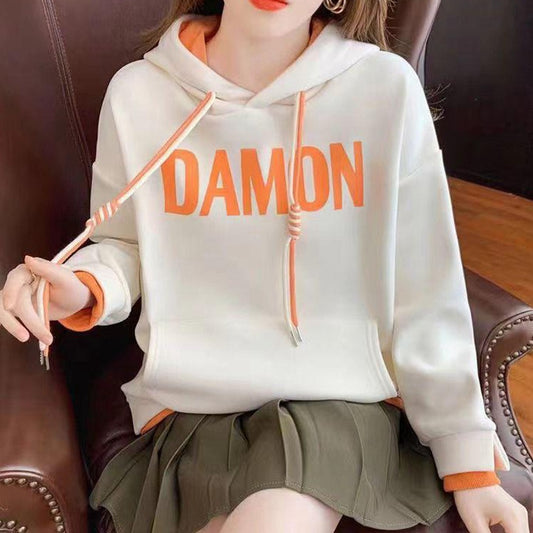 Autumn Winter Full Sleeve Txt Printed Hoodies for Women