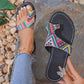 Open Toe Printed Fashion Flat - Summer Beach Slide Sandals for Women